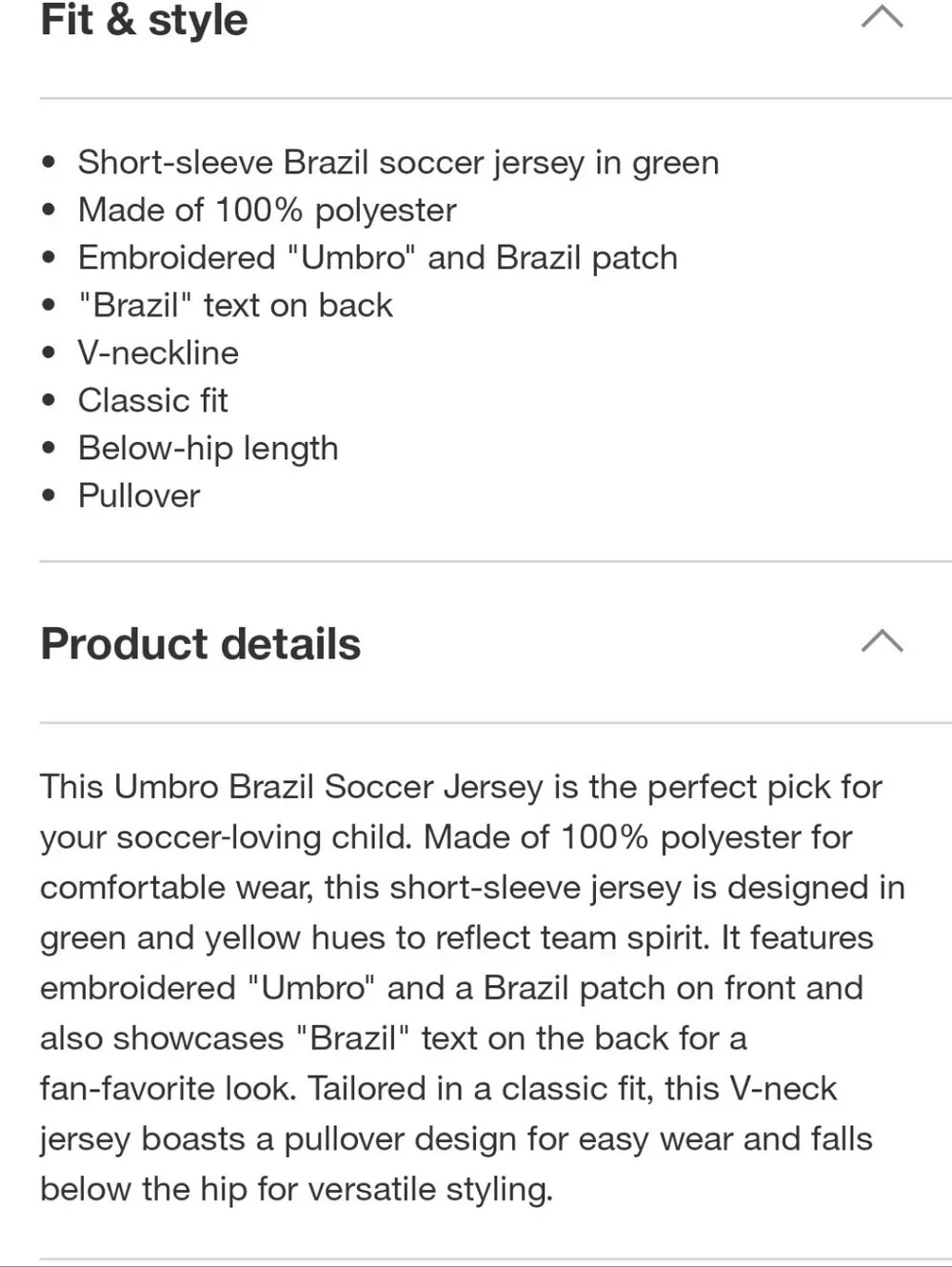 NWT Umbro Brazil Soccer Jersey- Large